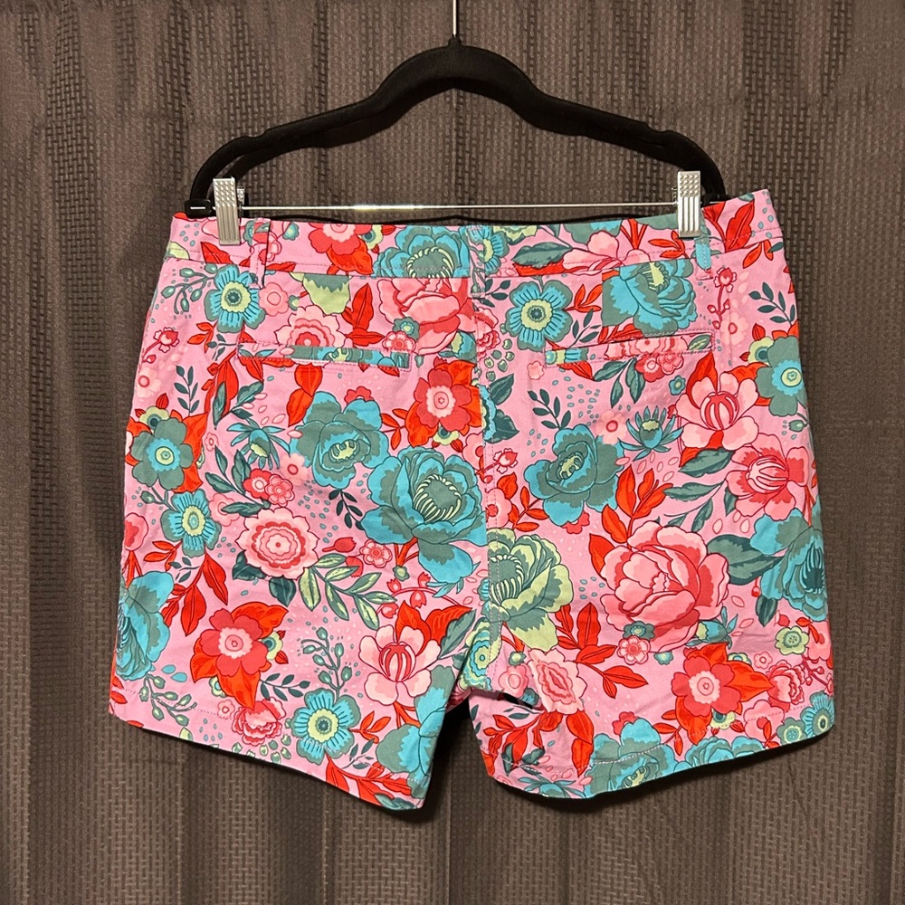 Talbots Relaxed Chino Shorts Floral Sketched Blooms Women’s Petites Size 16P 6” - Picture 4 of 12